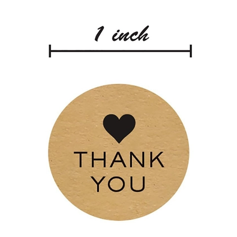 Autocollants Thank You Rouleau Papier Kraft Rond Cœur Étiquettes De Scellage Pour Emballage Cadeau Fait Main Boulangerie Mariage