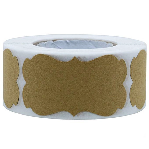 Natural Kraft Paper Gift Tag Stickers Scalloped Blank Label Roll For Holiday Gift Wrapping Handmade Craft Packaging DIY Label Stickers