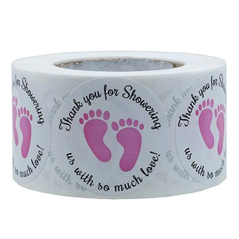 Autocollants De Merci Pour Baby Shower Design Empreinte Ronde Étiquettes Emballage Cadeau Auto Adhésifs Pour Fête Enveloppe