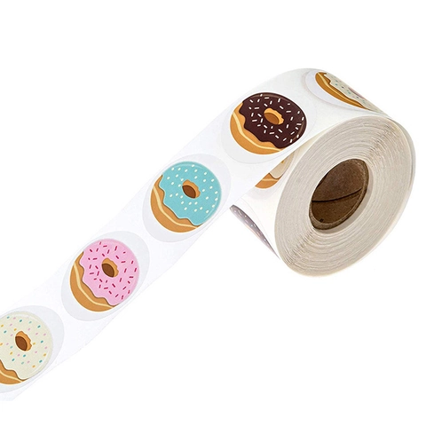 Donut Decoratieve Stickers Ronde Zelfklevende Etiketten Voor Bakken Cadeauverpakking Scrapbook Cartoon Dessert Patronen