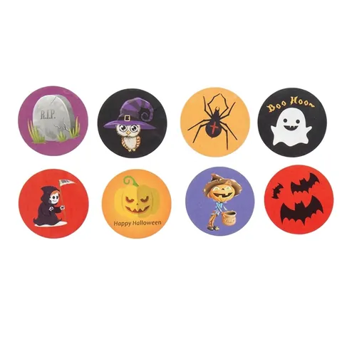 Autocollants Ronds Dessin Animé Halloween Papier Auto Adhésif Étiquettes Décoratives Pour Boîte Cadeau Scellage Enveloppe Récompense Enfants