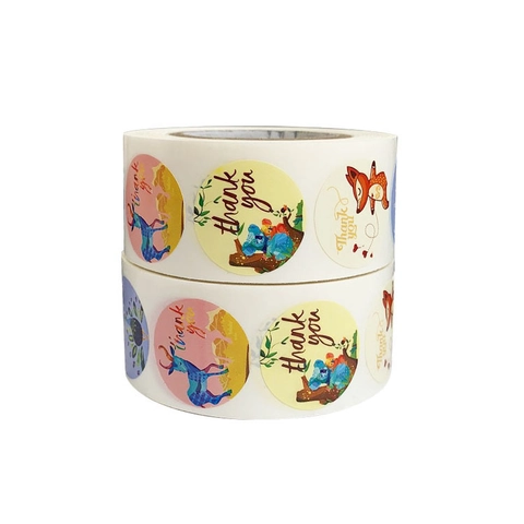 Autocollants Merci Ronds Étiquettes Autocollantes En Rouleau Animaux Koala Renard Sceau Décoratif Pour Emballage Cadeau Affaires