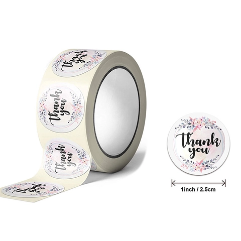Thank You Stickers Round Floral Wreath Sealing Labels Aesthetic Self Adhesive For Gift Wrap Envelope Business Packaging