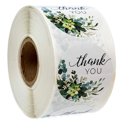Autocollants De Remerciement Rouleau Floral Succulente Rond Étiquettes Adhésives Scellage Pour Emballage Cadeau Décoration