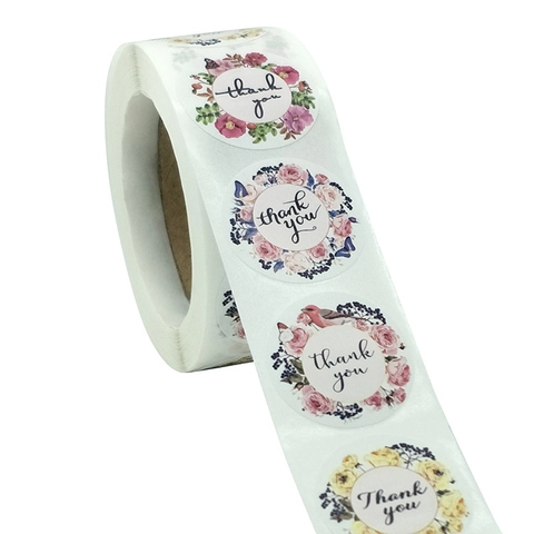 Adesivi Di Ringraziamento Con Corona Floreale Tonda Etichette Adesive Per Sigillare Buste Decorazione Regalo Imballaggio Commerciale