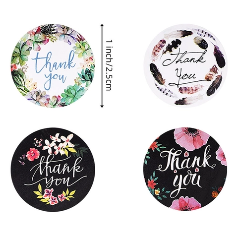 Autocollants Merci Designs De Couronne Florale Étiquettes Autocollantes Rondes Pour Sceller Les Enveloppes Emballage Cadeau Décor