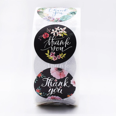 Autocollants Merci Designs De Couronne Florale Étiquettes Autocollantes Rondes Pour Sceller Les Enveloppes Emballage Cadeau Décor