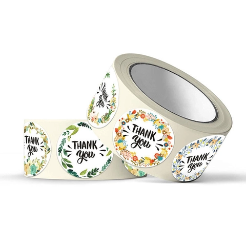 Autocollants Thank You Ronds Floraux Étiquettes Adhésives Pour Emballage Cadeau Affaires Mariage Sceau Élégant
