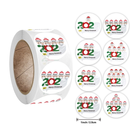 Autocollants Joyeux Noël Ronds Adhésifs Étiquettes Cadeaux De Vacances Design Masque Décoration Pour Enveloppes Boîtes Cartes De Voeux