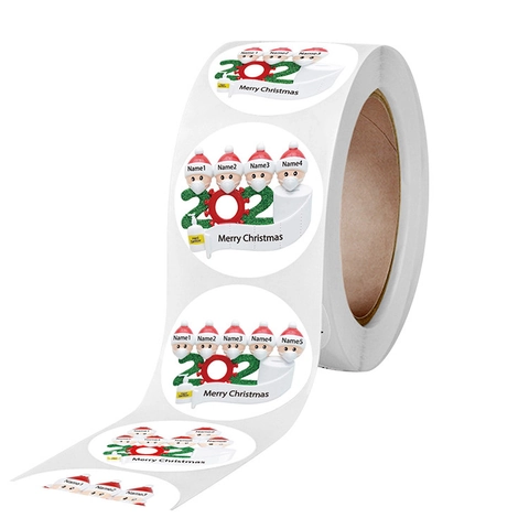Autocollants Joyeux Noël Ronds Adhésifs Étiquettes Cadeaux De Vacances Design Masque Décoration Pour Enveloppes Boîtes Cartes De Voeux