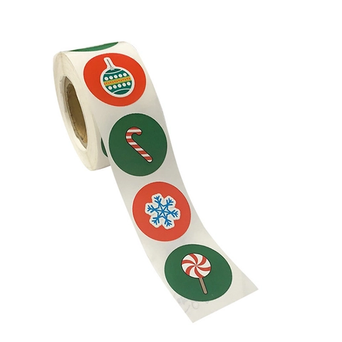 Buon Natale Adesivi Rotondi Carta Autoadesiva Cartone Animato Vacanze Etichette Per Confezioni Regalo Decorazione Sigillo Busta