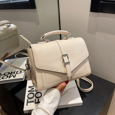 Borsa a Tracolla Quadrata in Pelle PU da Donna Borsa a Mano con Fibbia in Metallo Borsa a Spalla Versatile per Uso Quotidiano