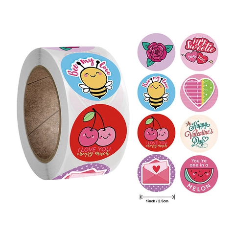 Fröhlicher Valentinstag Geschenkversiegelung Etiketten Rolle Herzmuster Selbstklebende Aufkleber Für Romantische Party Verpackung