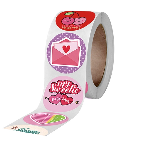 Fröhlicher Valentinstag Geschenkversiegelung Etiketten Rolle Herzmuster Selbstklebende Aufkleber Für Romantische Party Verpackung