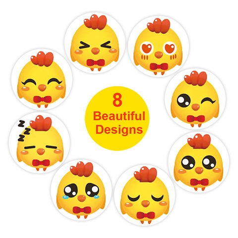 Cartoon Chick Easter Stickers Round Adhesive Label Reward Decals For Gift Packaging Party Decor Kids Reward Cute Patterns