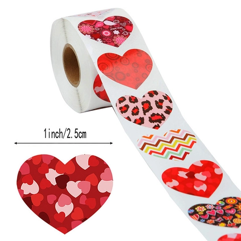 Etichette Autoadesive a Forma di Cuore Multi Motivo per Confezione Regalo di San Valentino Adesivi Decorativi Love You