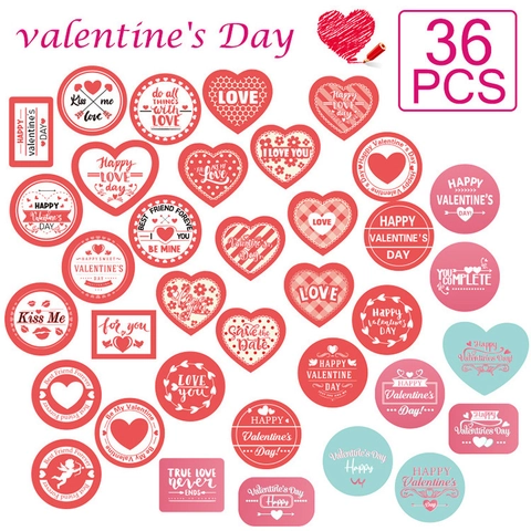 Valentijnsdag Stickers Hart Rond Vorm Zelfklevend Etiket Voor Cadeau Envelop Afdichting Romantisch Rood Roze Feest Decoratie