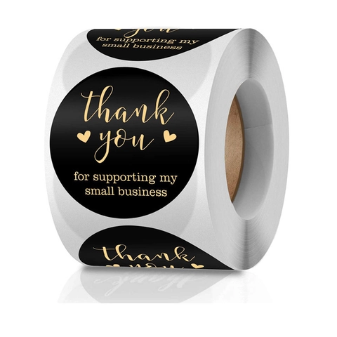 Adesivi Rotondi Thank You Small Business Nero Oro Stampa A Caldo Etichette Adesive Per Confezione Regalo Sigillo