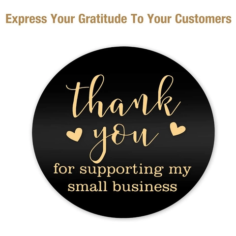 Adesivi Rotondi Thank You Small Business Nero Oro Stampa A Caldo Etichette Adesive Per Confezione Regalo Sigillo