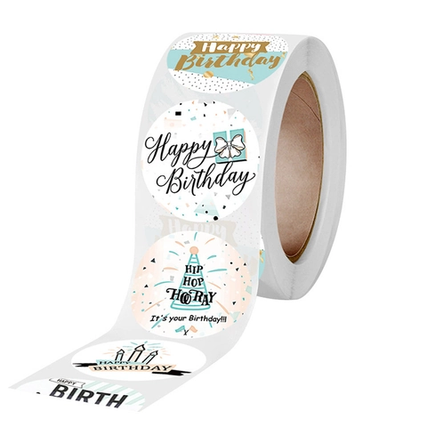 Autocollants Joyeux Anniversaire Ronds Étiquettes Colorées Adhésives Sceau Emballage Cadeau Pour Célébration De Fête Décoration