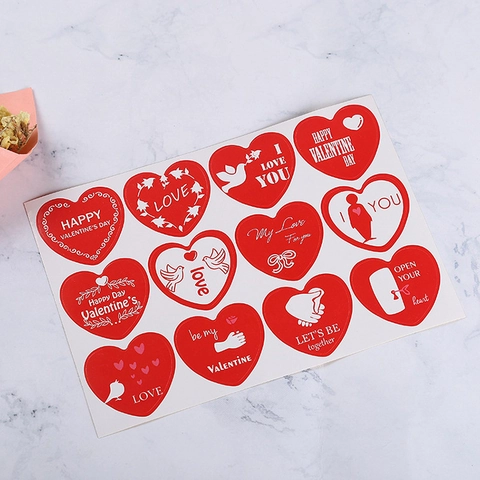 Adesivi Di San Valentino A Forma Di Cuore Sigilli Per Buste Autoadesivi Decorazioni Romantiche Per Feste E Regali Rosso Bianco