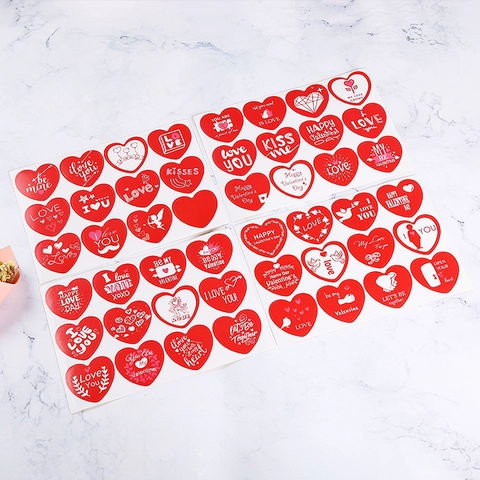 Adesivi Di San Valentino A Forma Di Cuore Sigilli Per Buste Autoadesivi Decorazioni Romantiche Per Feste E Regali Rosso Bianco