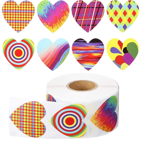 Autocollants Arc En Ciel En Forme De Coeur Étiquettes Adhésives Pour La Saint Valentin Décorations D'Enveloppe Cadeau