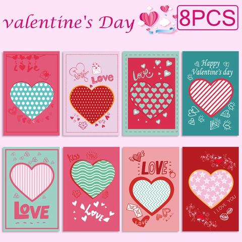 Heart Shaped Valentine's Day Greeting Cards Colorful Cardboard Paper Romantic Gift Notes With Envelopes For Couples