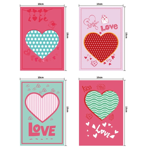 Heart Shaped Valentine's Day Greeting Cards Colorful Cardboard Paper Romantic Gift Notes With Envelopes For Couples