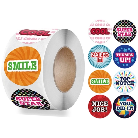 Reward Stickers Colorful Motivational Labels For Kids Students Teachers Classroom Home School Educational Inspirational Designs Round Adhesive