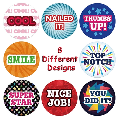 Reward Stickers Colorful Motivational Labels For Kids Students Teachers Classroom Home School Educational Inspirational Designs Round Adhesive