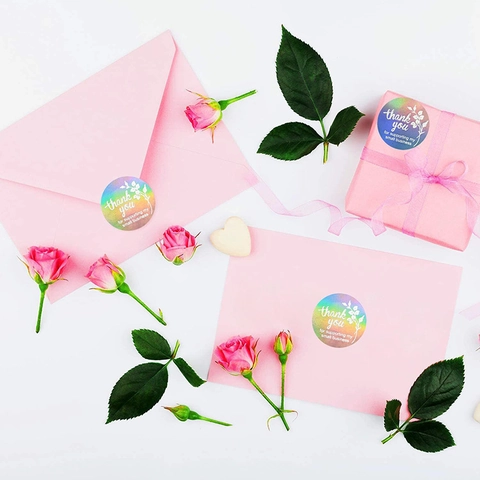 Adesivi Di Ringraziamento Olografici Tondi Etichette Adesive Laser Per Piccole Imprese Confezione Regalo Sigillo Busta