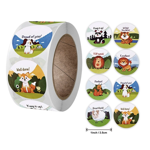 Adesivi Motivazionali Per Insegnanti Studenti Motivo Animali Cartone Animato Etichette In Carta Adesiva Rotonde Per Scuola Ed Educazione