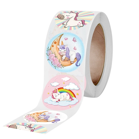 Autocollants Licorne Cartoon Thank You Étiquettes Adhésives Rondes Pour Emballage Cadeau Scellage Décoration