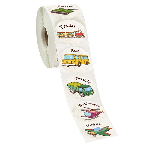 Adesivi Rotondi Per Veicoli Di Trasporto Etichette Adesive Per Auto Cartoni Animati Per Decorazione Regali Per Bambini Stile Disegnato