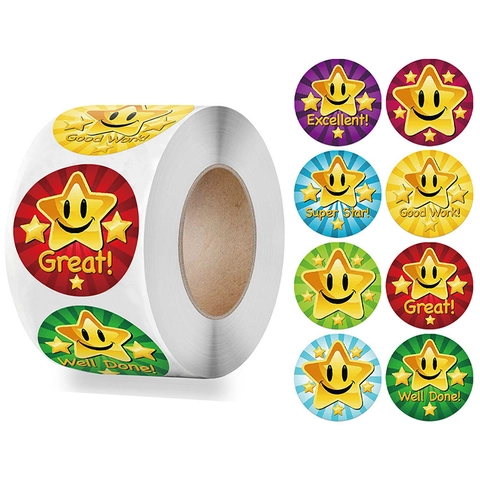 Belohnungsaufkleber Motivierend Bunte Stern Smile Face Muster Für Kinder Schüler Klassenzimmer Ermutigung