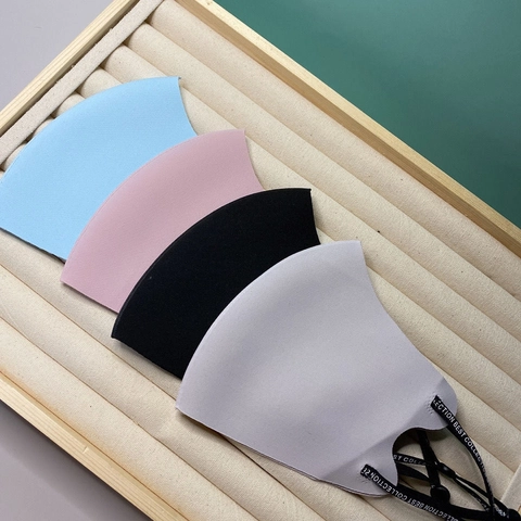 Ice Satin Face Mask Breathable Washable Adjustable Ear Straps 3D Protective Dustproof Outdoor Solid Color