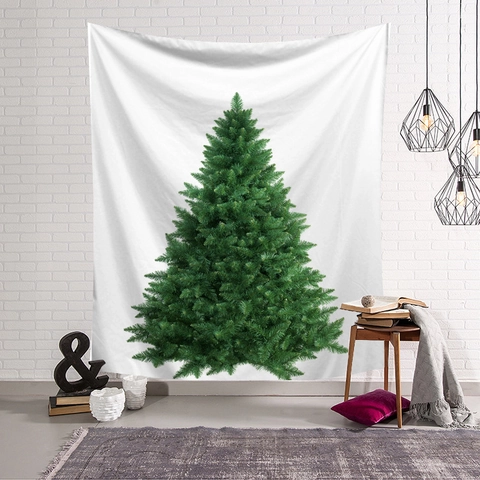 Christmas Tree Wall Hanging Tapestry Polyester 3D Printed Fabric Background Blanket For Home Holiday Party Room Decor