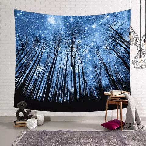 Arazzo Paesaggio Forestale Nordico Poliestere Da Parete Per Soggiorno Camera Da Letto Estetica Natura Stampa 3D Sfondo