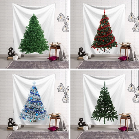 Christmas Tree Wall Hanging Tapestry Polyester 3D Printed Fabric Background Blanket For Home Holiday Party Room Decor