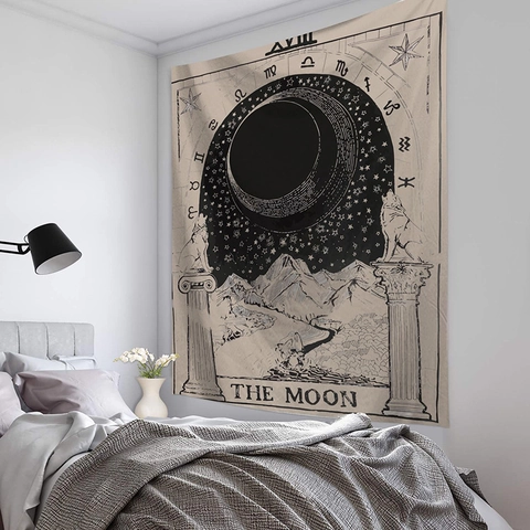 Vintage Tarot Card Astrology Wall Hanging Tapestry Nordic The Moon Sun Star Lovers Justice Strength Room Decor