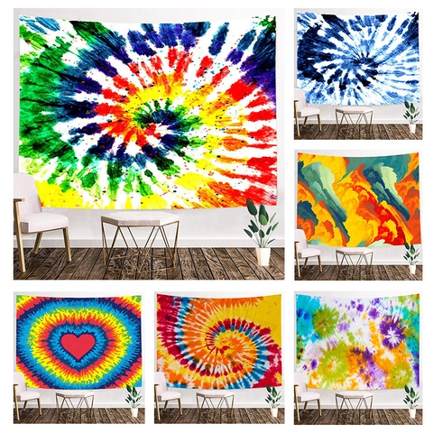 Bohemian Tie-Dye Tapestry Wall Hanging 3D Printed Polyester Decorative Art Fabric For Living Room Bedroom Dorm Backdrop