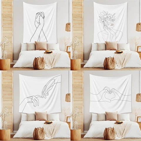 Tapiz De Pared Minimalista De Poliéster Tela Colgante Mural Decorativo Para Dormitorio Sala De Estar Estilo Nórdico