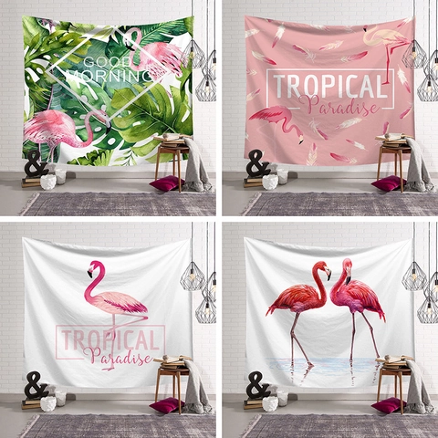 Flamingo Tropische Pflanzen Wandteppich Polyester Gebürsteter Stoff Nordischen INS Stil Schlafzimmer Wohnzimmer Dekor