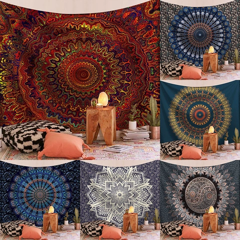 Arazzo Mandala Bohemien Da Parete Poliestere Hippie Sfondo Psichedelico Per Decorazione Camera Da Letto Soggiorno