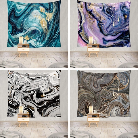 Arazzo da Parete Astratto in Marmo Fluid Art Panno di Sfondo in Poliestere Moderno Arredamento Nordico per Soggiorno