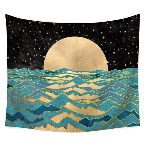 Sonnenaufgang Berg Wandteppich Wandbehang Böhmisch Polyester Hintergrundtuch Für Schlafzimmer Wohnzimmer Dekor Nordischer Stil