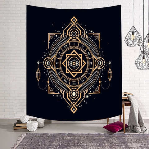 Tapisserie Murale Bohémienne Mystique Phase De Lune Astrologie Soleil Impression Polyester Décorative Pour Salon Chambre Maison