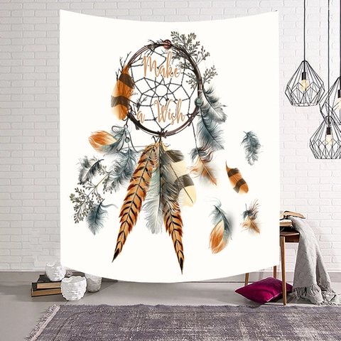 Noords Boheems Dromenvanger Veer Polyester Wandtapijt Muurophanging Achtergronddoek Decoratief Voor Woonkamer Slaapkamer