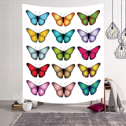 Butterfly Moon Phase Wall Hanging Tapestry 3D Print Polyester Aesthetic Bohemian Home Decor For Bedroom Living Room